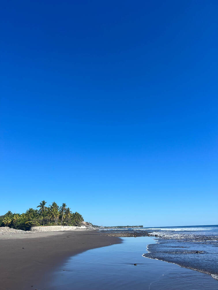 Black sand beach in El Salvador