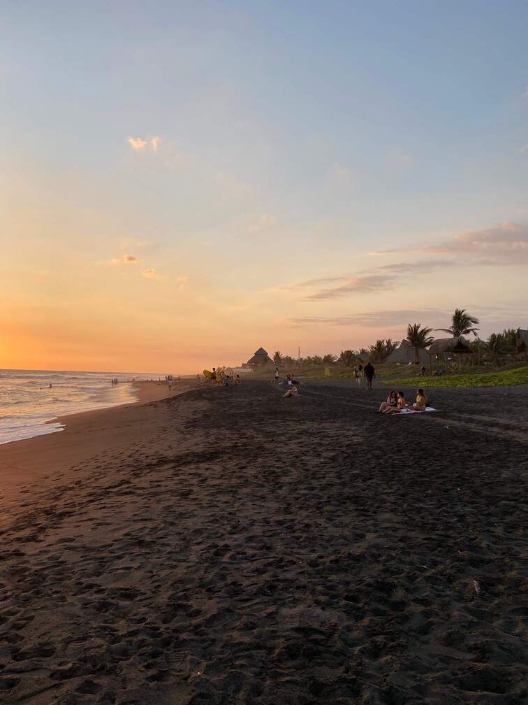 Black sand beach in El Paredon, Guatemala