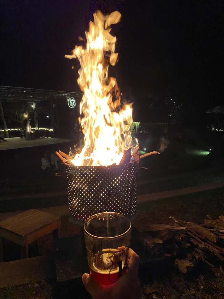 Bonfire in Cerveceria 14, Antigua. 