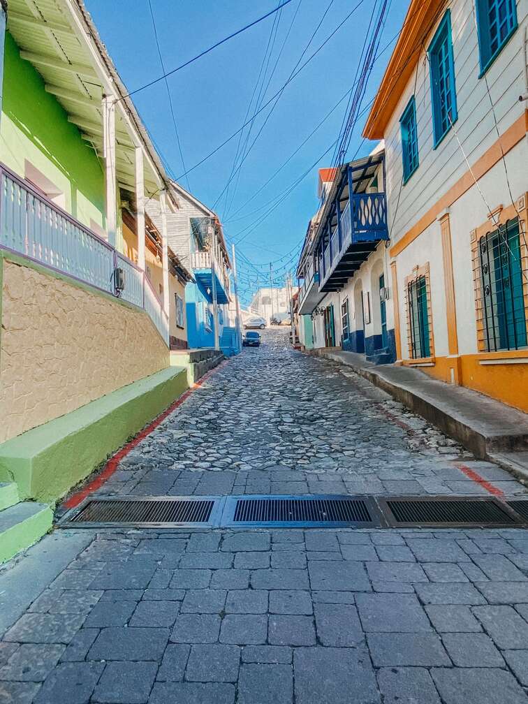 Colorful houses in the island of Flores.