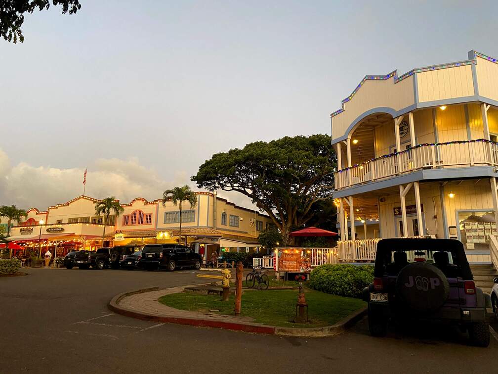 Hanalei town during sunset in the North Shore of Oahu.