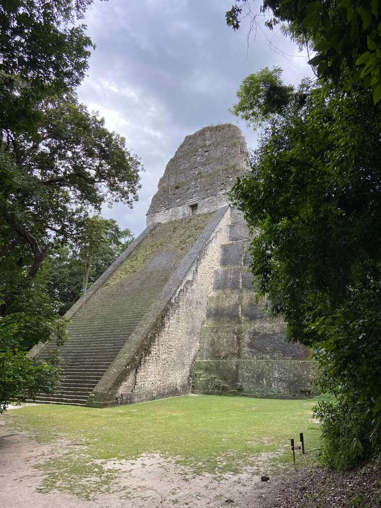 Side view of a Mayan ruin in Guatemala.