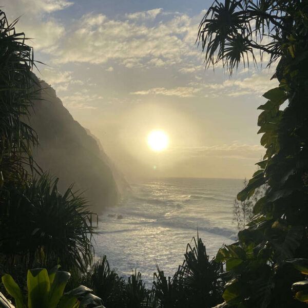 Na Pali coast in the North Shore of Kauai, Hawaii (The Garden Island), during sunset.