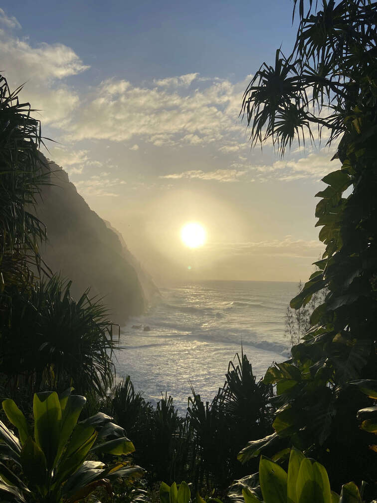 Na Pali coast in the North Shore of Kauai, Hawaii (The Garden Island), during sunset.