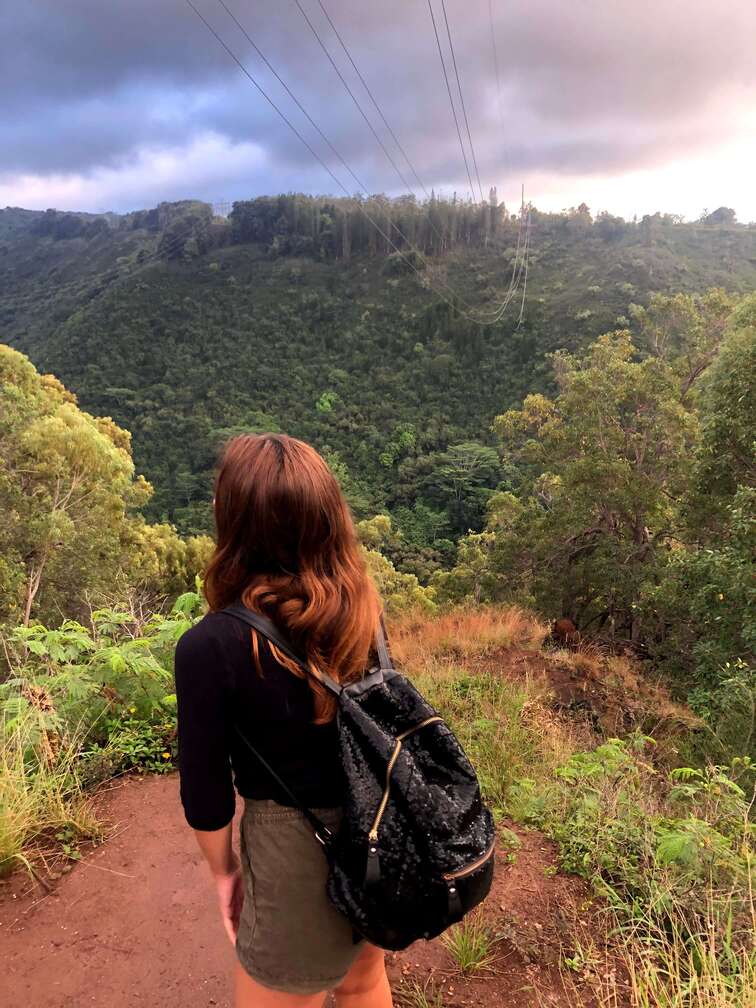 Hiking in the mountains of center Oahu.