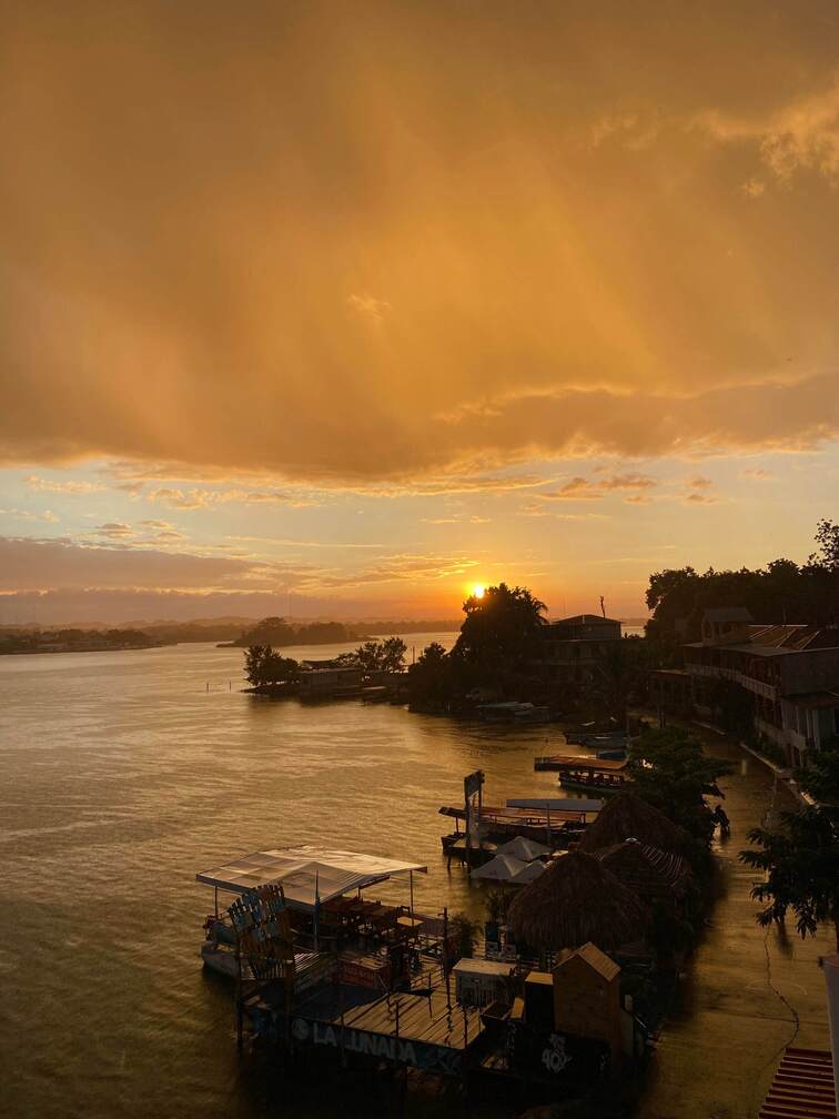 Sunset and rain in Lake Peten.