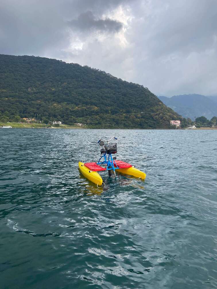 Water bicycle in Lake Atitlan.