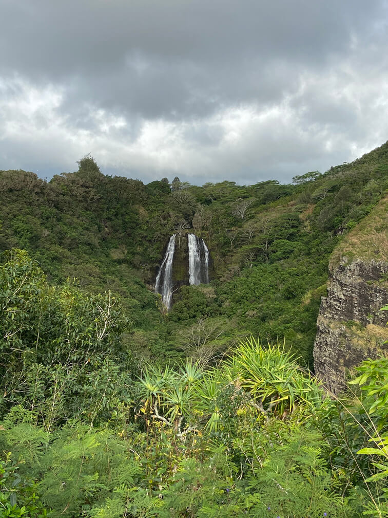 Huge waterfall in Kauai.